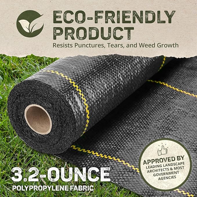 Dewitt Sunbelt Weed Barrier Fabric 3.2 oz 6x300 &amp 4x300 Feet – Heavy-Duty Ground Cover Mat for Greenhouse Floors Garden Rows Raised Beds Yard Gardening and Outdoor Landscape Protection