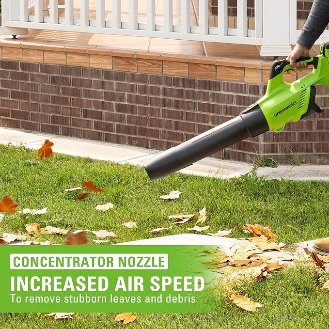 Greenworks 40V (160 MPH / 700 CFM) Cordless Brushless Axial Leaf Blower 8.0Ah Battery and Charger Included