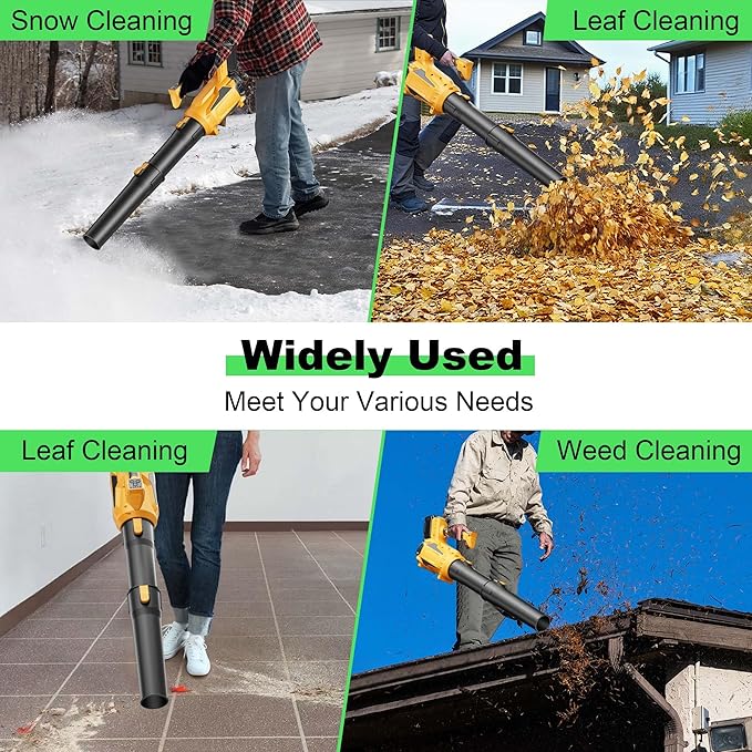 Leaf Blower Cordless 21V Powerful Electric Leaf Blower with Batteries and Charger 5 Speed Modes Lightweight LeafBlowers for Lawn CareBlowing LeavesDust Snow (Yellow)