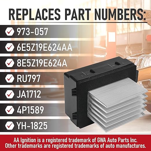 HVAC Blower Motor Resistor - Compatible with Ford Lincoln and Mercury - Replaces 973-057 6E5Z19E624AA 8E5Z19E624A JA1712 4P1589 - Fusion 2010-2012 10-12 MKZ 2010 2011 Milan Dual Zone ATC