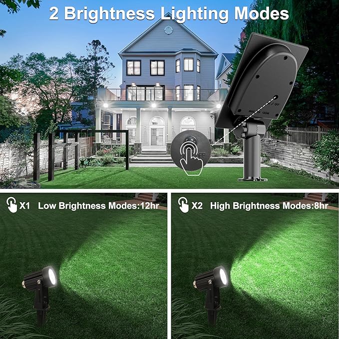 3 Pack Solar Spot Lights Outdoor Solar Landscape Spotlights IP65 Waterproof 9.8ft CableAuto On/Off Outdoor Wall Lights for Garden Yard Driveway Porch Walkway Pool (6000K White+Blue)
