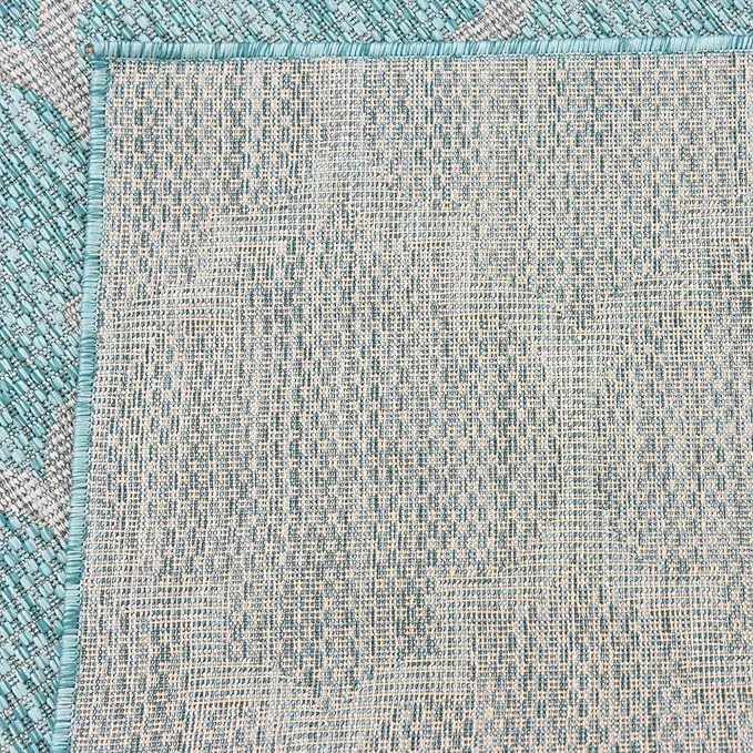 Unique Loom Trellis Collection Area Rug-Lattice Design Moroccan Inspired for Indoor/Outdoor Décor 2 ft x 8 ft Runner Aquamarine/Gray