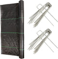 Landscape Fabric Weed Barrier (3 Ft x 100 Ft) &amp 6 Steel Landscape Staples (2 Packs of 100) for Yard or Garden