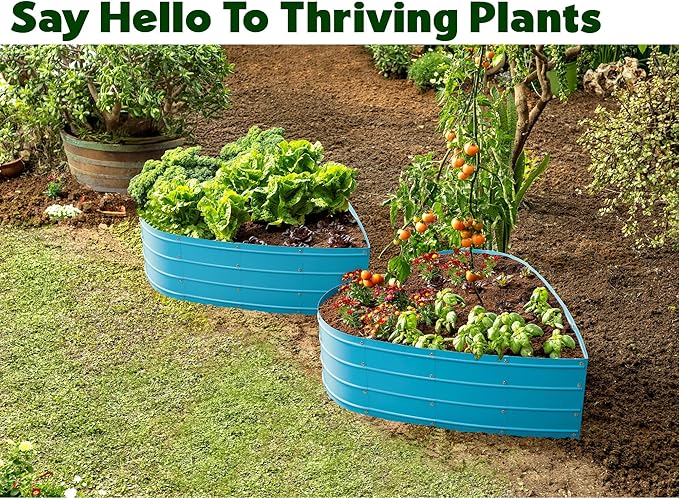 Plant &amp Plot Galvanized Raised Garden Beds Outdoor // Planter Raised Beds for Gardening Vegetables Flowers // Large Metal Garden Box (Teal) // Patent Pending Tool-Free Assembly