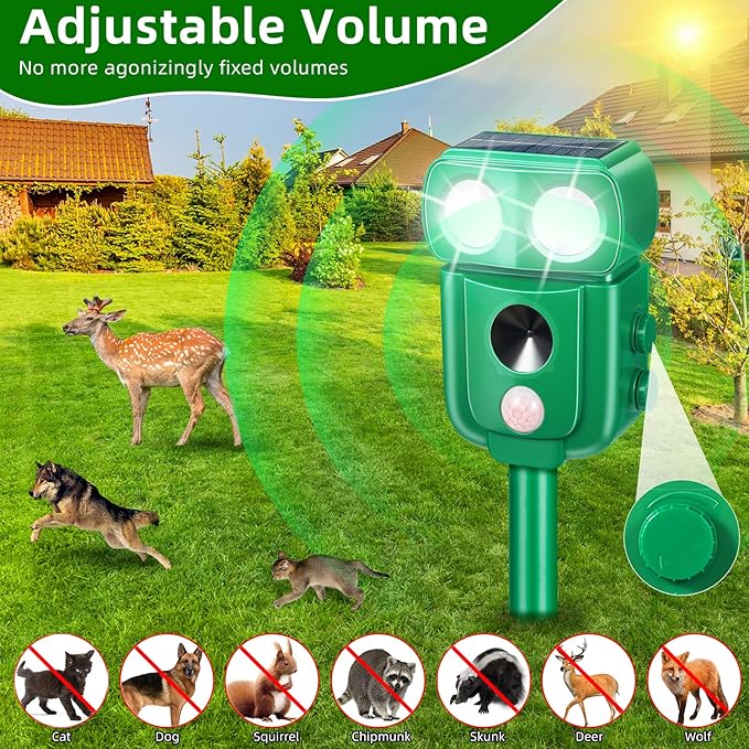 2026 Upgraded Solar Ultrasonic Animal Repellent Outdoor Raccoon Fortress Pro with Motion Sensor &amp LED Flashing Light Waterproof Cat Repellent Outdoor Deer Deterrent for Yard Garden Orchard 2 Pa