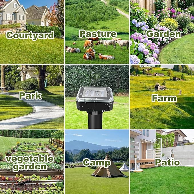8 Pack Ultrasonic Mole RepellentSolar Powered Gopher Mole Repellent Stakes for ChipmunksSnakeGophersVolesWaterproof Sonic Moles Deterrent for Home GardenYard(8 Pack)