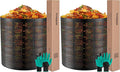 VIVOSUN 220 Gallon Outdoor Compost Bin Expandable Composter Easy to Setup &amp Large Capacity for Backyard Lawn (Black with Gloves) (Pack of 2)
