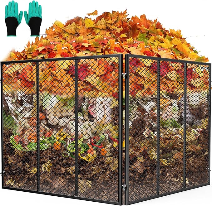 Large Compost Bin 172 Gallon Metal Wire Mesh Composter for Outdoor Waterproof Composting Bin with Rust-Proof Coating Easy Assembly Compost Bin for Garden Yard Kitchen Waste Leaves 37x37x30 in