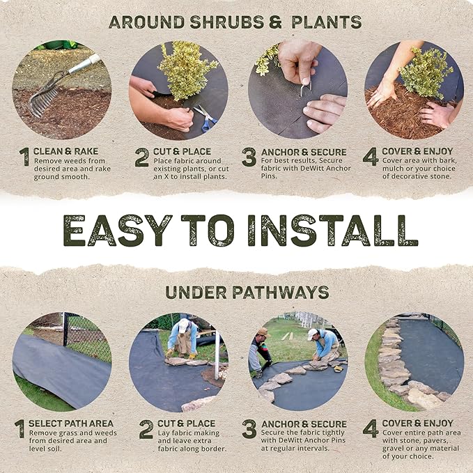 Dewitt Contractor’s Select Plus Landscape Fabric 2.5 oz Grey 4 x 50 Feet – Heavy-Duty Ground Cover for Pavers Gravel Walkways Gardens and Outdoor Landscaping Projects