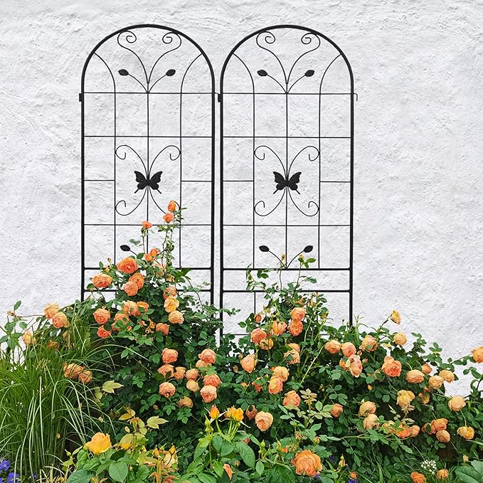 4 Pack Metal Garden Trellis 86.7 x 19.7 Rustproof Trellis for Climbing Plants Outdoor Flower Support Black
