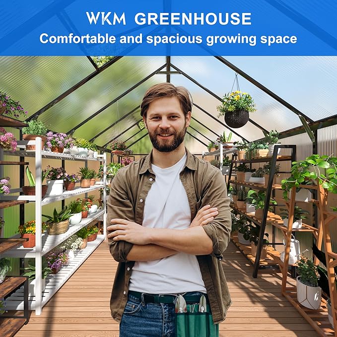 WKM 8x14 FT Quick-fit Aluminum Greenhouse with Window for Ventilation Black