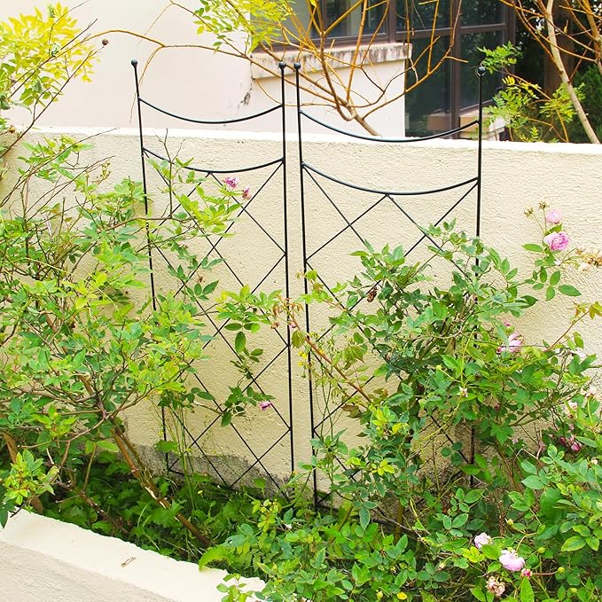 45.3 H x 15 W Metal Garden Trellis for Climbing Plants Black Iron Trellis for Vines Plant Rose Vegetable SupportLarge Decorative Outdoor Trellis2 Pack