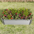 Metal Raised Garden Bed Rectangle Raised Planter 4×2×1ft for Flowers Plants Vegetables Herb Silver