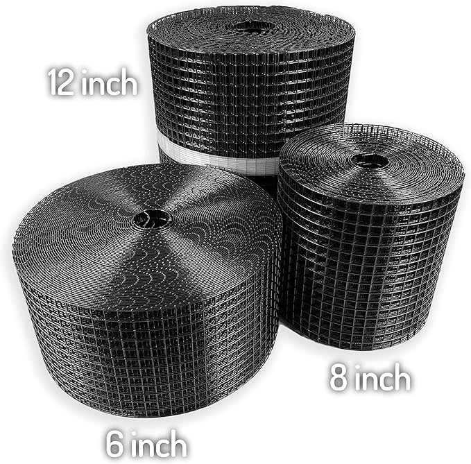 Bird Barrier Wire Mesh Screen for Solar Panel Protection 100’ X 6” X 1/2” Black PVC Coated Protect Your Solar Panels - Fastener Clips Sold Separately