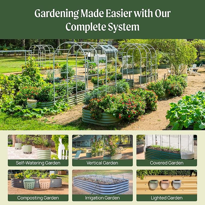 Vego garden Raised Garden Bed Kit 17 Tall 10 in 1 Jumbo Modular Raised Garden Beds Metal Planter Box for Vegetables Flowers Herbs British Green