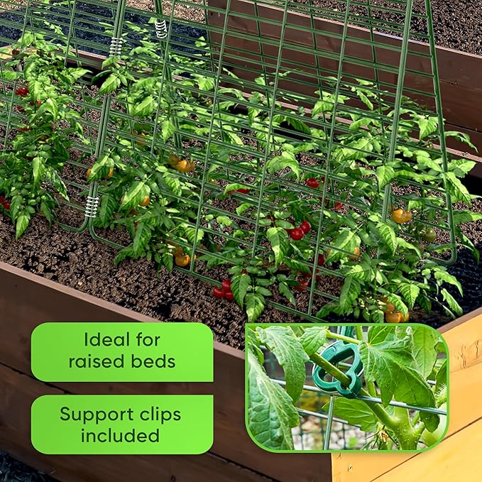 Cucumber Trellis for Raised Bed - 35 x 55 Garden Trellis for Climbing Plants Outdoor - A Frame Trellis for Climbing Vegetables with Plant Support Clips and Gloves