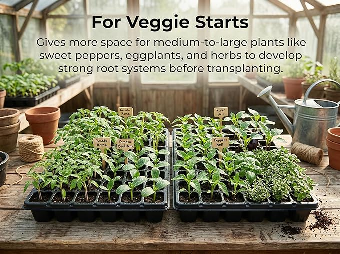 Gardzen 10 Pack 72 Cell Seed Starter Trays 1.75 Deep Plug Tray for Seedlings Thick Seedling Trays with Drainage Holes Fit Standard 1020 Drip Tray