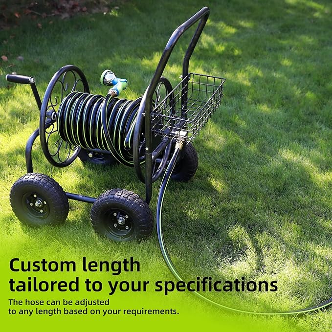 Worth Leader Long Garden Hose 5/8 in. x 50 ft. -No Kink Flexible Leakproof Male to Female Fittings -Heavy Duty Durable PVC Lightweight Water Pipe with Brass Aluminum Ends for Household &amp Yard U