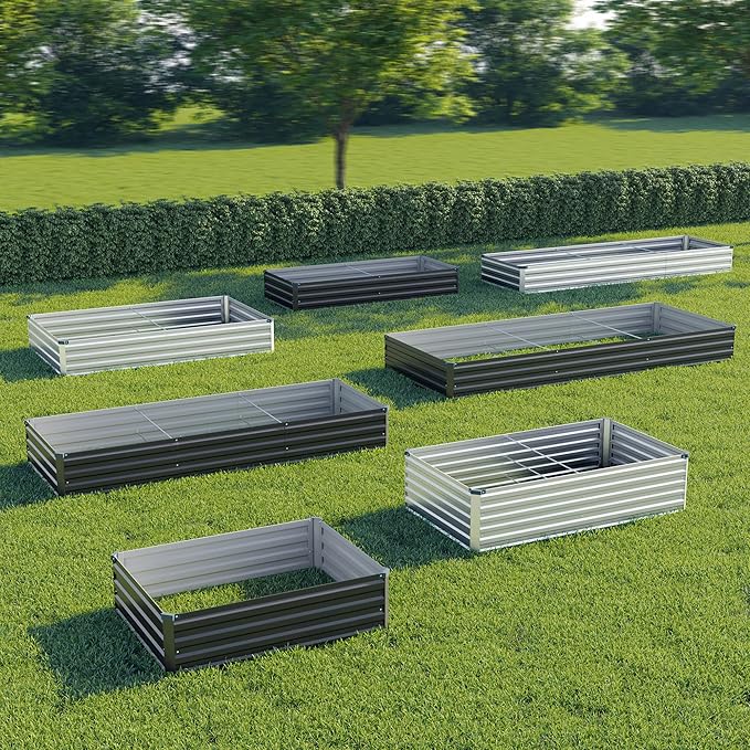 12x2x1 ft(2 Pack) Galvanized Raised Garden BedOutdoor Planter Box Metal Patio Kit Planting Bed for Vegetables Flowers and SucculentsSilver