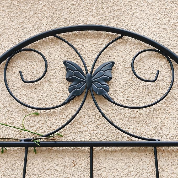 2 Pack Large Garden Trellis Heavy Duty Rustproof Iron Plant Trellis for Potted Plant Support Metal Climbing Rose Trellis Vine Vegetable CucumberBlack-86.7 H x 19.7 W