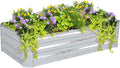 Sunnydaze 48-Inch Galvanized Steel Raised Garden Beds - Rectangle Planter for Vegetables and Flowers - Silver - Set of 2