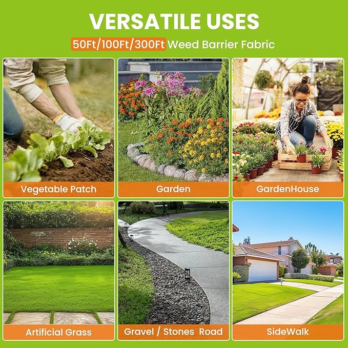 6x300FT Weed Barrier Landscape Fabric Heavy Duty 3.2oz Woven Geotextile Fabric Ground Cover Weed Block Gardening Mat Weed Control Garden Cloth for DrivewayRoadFrench DrainVegetable Patch