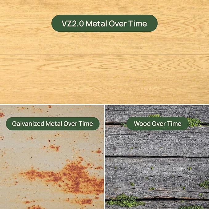 Vego garden Woodgrain Series Raised Garden Bed 16 Tall Wooden-Look 8' x 8' U-Shaped Metal Planter Box Outdoor for Vegetables Flowers Herbs