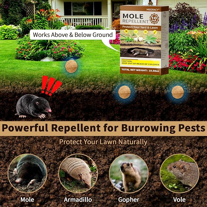 Powerful Mole &amp Vole Repellent Balls for Yard