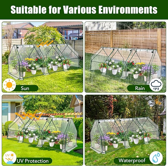 Mini Greenhouse for OutdoorPortable Greenhouse Outdoor Garden w/ Roll-up Zipper DoorWaterproof &amp UV Protected Green House for Outside Garden Patio Backyard96x36x36