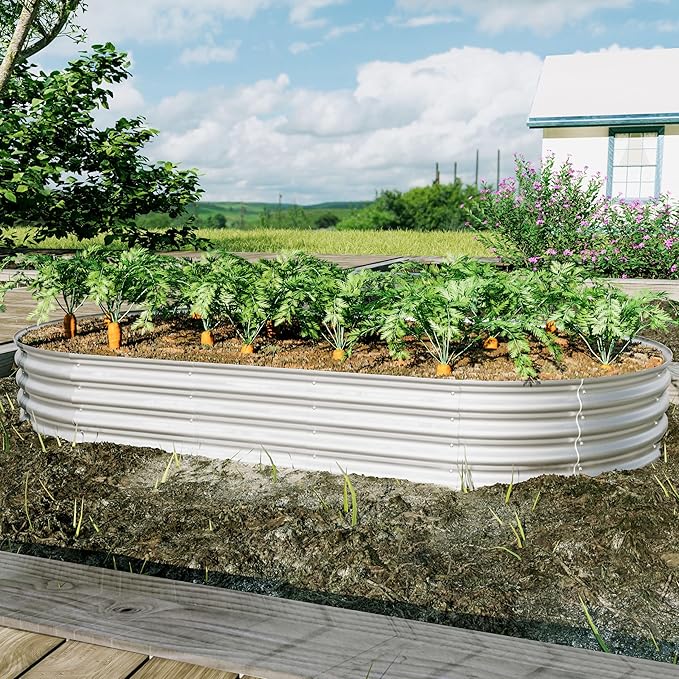 8x4x1ft Raised Garden Bed Kit Galvanized Planter Raised Garden Beds for Outdoor for VegetablesFlowers &ampHerbs Heavy Duty Rust-Resistant Easy Assembly
