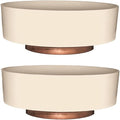 The HC Companies 8 Inch Round Plastic Succulent Capri Bowl Decorative Indoor Flower Succulent Planter Pot with Drain Plug Hole Vanilla Bisque (2 Pack)