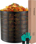 VIVOSUN 500 Gallon Outdoor Compost Bin Expandable Composter Easy to Setup &amp Large Capacity for Backyard Lawn (Black with Gloves)