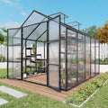 Greenhouse for Outdoors 8x10x7.8FT Polycarbonate Greenhouse with Stronger Wind Protection and Roof Vent Walk-in Large Aluminum Sunroom Winter Proof Black