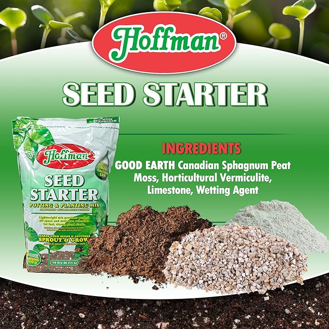 Hoffman Seed Starter Potting &amp Planting Mix with Wetting Agent for Moisture Retention 10qt Bag 4 Pack