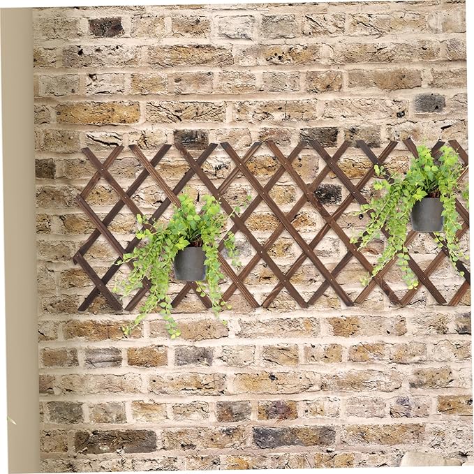 Expandable Wood Lattice Fence Rustic Garden Trellis for Climbing Plants Outdoor Balcony Patio Decor Adaptable Wooden Frame Supporting Vine Growth and Natural Elegance