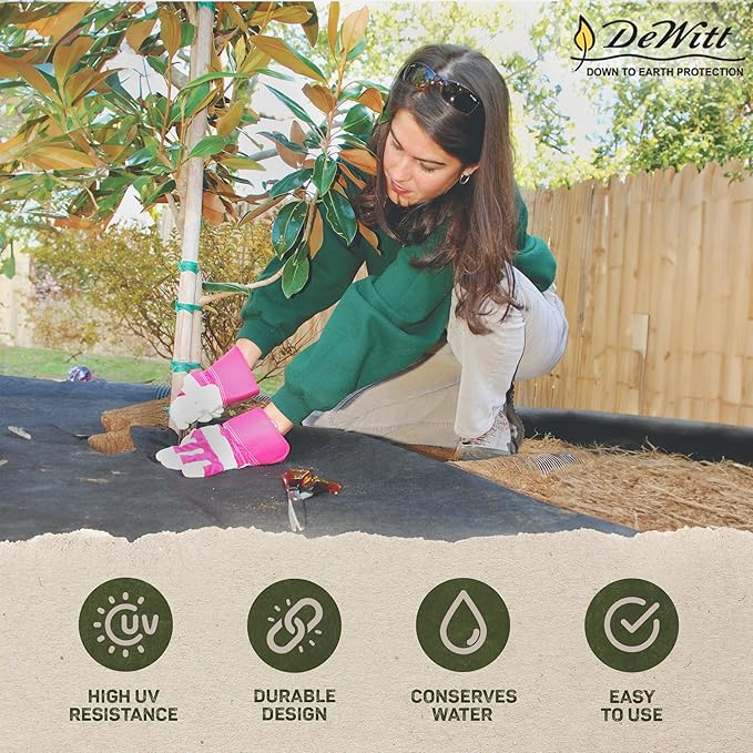 Dewitt Sunbelt Weed Barrier Fabric 3.2 oz 6x300 &amp 4x300 Feet – Heavy-Duty Ground Cover Mat for Greenhouse Floors Garden Rows Raised Beds Yard Gardening and Outdoor Landscape Protection