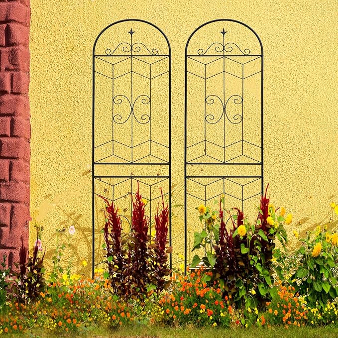 4 Pack Metal Garden Trellis 19.7 x 86.7 Rustproof Black Outdoor Plant Support