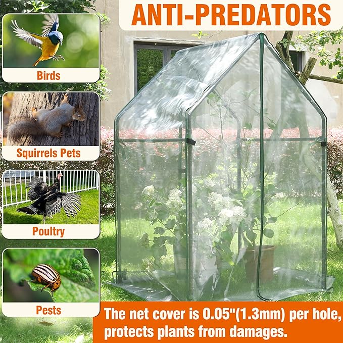 Gardzen Mini Greenhouse with Mesh Cover Portable Outdoor Greenhouse Enhanced Ventilation Ideal for Spring Summer &amp Fall 36.2(L) x36.2(W) x59.5(H)