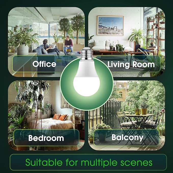 Briignite Grow Light Bulbs 4 Full Spectrum Growth Modes 3/9/12/18H Timing A19 Dimmable Plant Light Bulb E26 Base 11W Grow Bulb 100W Equivalent Grow Light for Indoor Plants Seed Starting 2Pack
