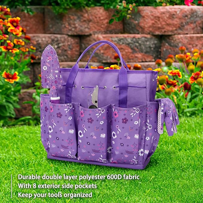 Gardening Gifts for Women Garden Tool Set Heavy Duty Gardening Hand Tools with Garden Tool Bag Purple
