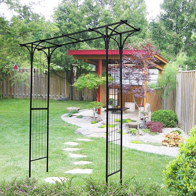 Metal Garden Arch GTrClimbing Plants Support Arch Outdoor Arch Wedding Arch Party Events Archway Black