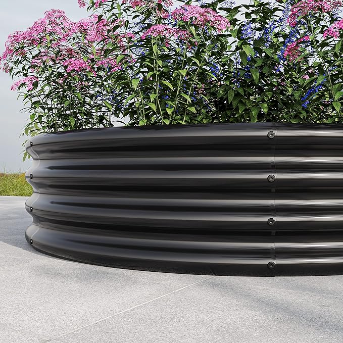 Weehom 47.24 Round Raised Garden BedMetal Raised Beds for Vegetables Outdoor Garden Raised Planter Box Backyard Patio Planter Raised Beds for Flowers Herbs Fruits Black