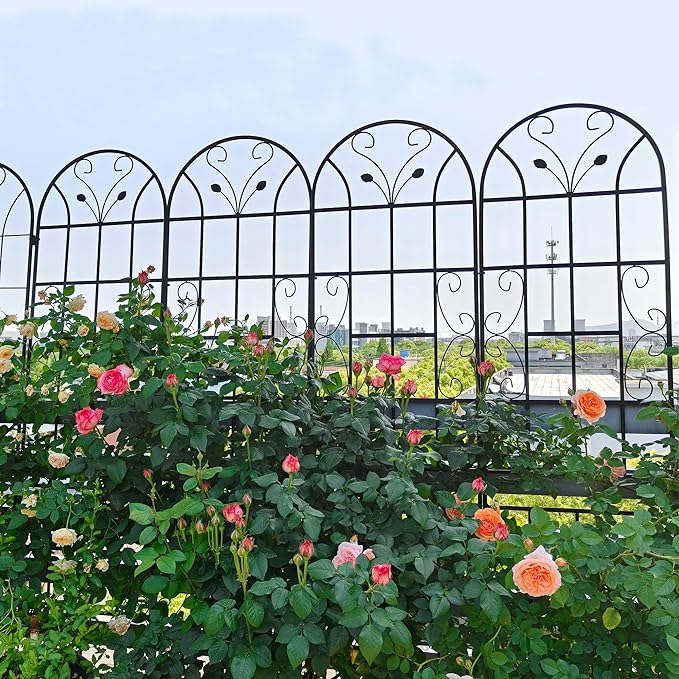 2-Pack Rustproof Metal Garden Trellis (86.7 x 19.7) | Tall &amp Modular Design | Single or Screen/Corner Use Easy Assembly for Climbing Plants &amp Garden Vertical Elegance (Black)