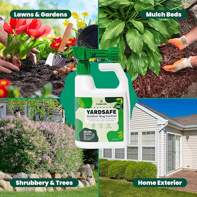 Cedarcide YardSafe | Kills &amp Repels Mosquitoes Ticks Fleas Mites &amp More with Natural Essential Oils | Family &amp Pet-Safe | Eco-Friendly | 1 Quart (32 Oz.)