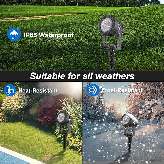 3 Pack Solar Spot Lights Outdoor Solar Landscape Spotlights IP65 Waterproof 9.8ft CableAuto On/Off Outdoor Wall Lights for Garden Yard Driveway Porch Walkway Pool (6000K White+Blue)