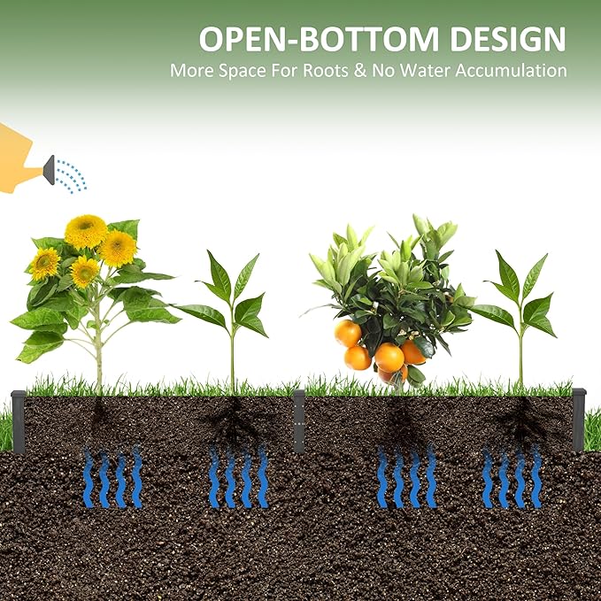 8x2ft Wooden Raised Garden Bed Kit Elevated Planter with 2 Boxes Self Draining Bottom and Liner Patio to Grow Vegetables Herbs and Flowers Gray