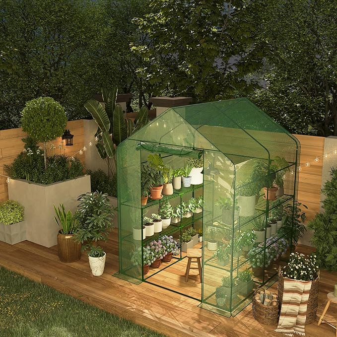 Portable Greenhouse 57 x 57 x 76'' Greenhouses for Outdoors Durable Small Green House Kit Thicken PE Cover Walk in Green Houses for Indoor Backyard Outside