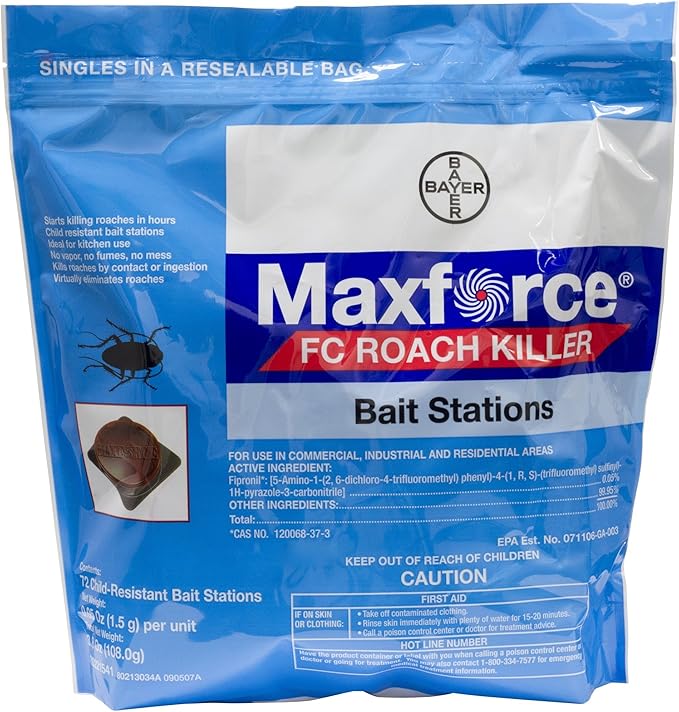 Bayer 4314688 Maxforce FC Roach Killer Small Bait Stations Insecticide 72