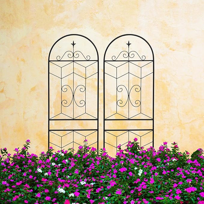 2 Pack Metal Garden Trellis 71 in H x 19.7 in W – Rustproof Powder-Coated Support for Climbing Plants Like Roses Ivy Cucumbers Peas and Beans