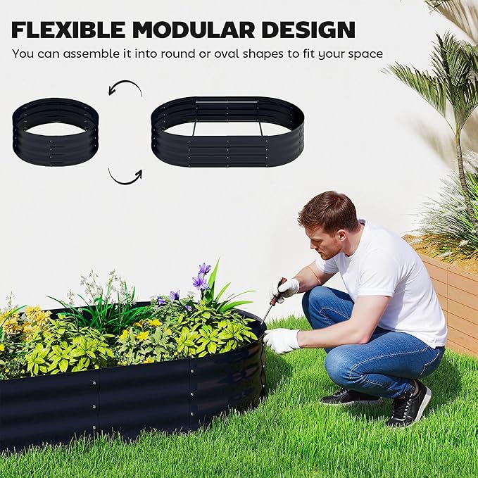 Outsunny Galvanised Raised Garden Bed with Arched Trellis 5 x 3 x 6ft Metal Outdoor Planter Box with Open Bottom Design Modular Raised Bed with Gloves for Vegetable Flower Easy Assembly Dark Gray